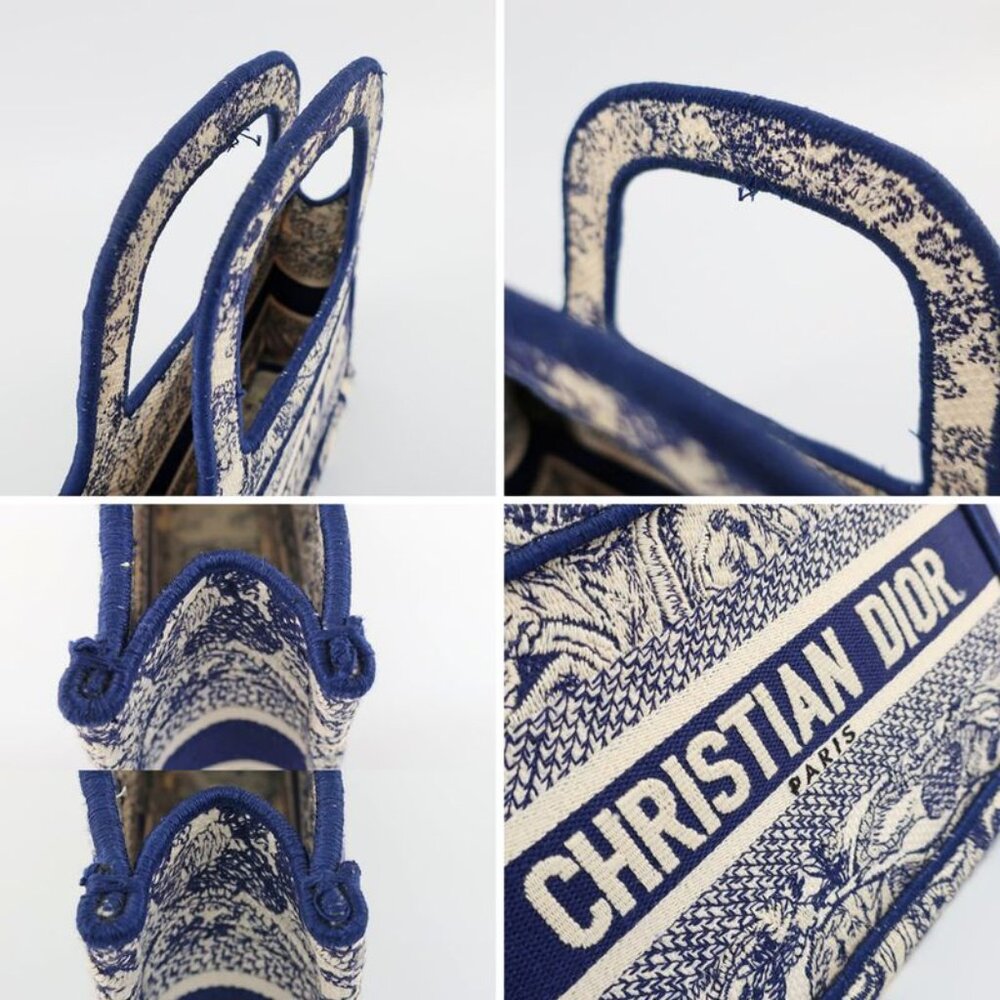 Dior Book Tote Mini Toile de Jouy Navy White Canvas Handbag - Picture 10 of 10